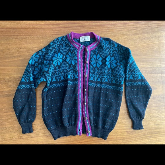the acadia shops Sweaters - Vintage 100% Wool Acadia National Park Fair Isle Sweater Cardigan Medium Unisex